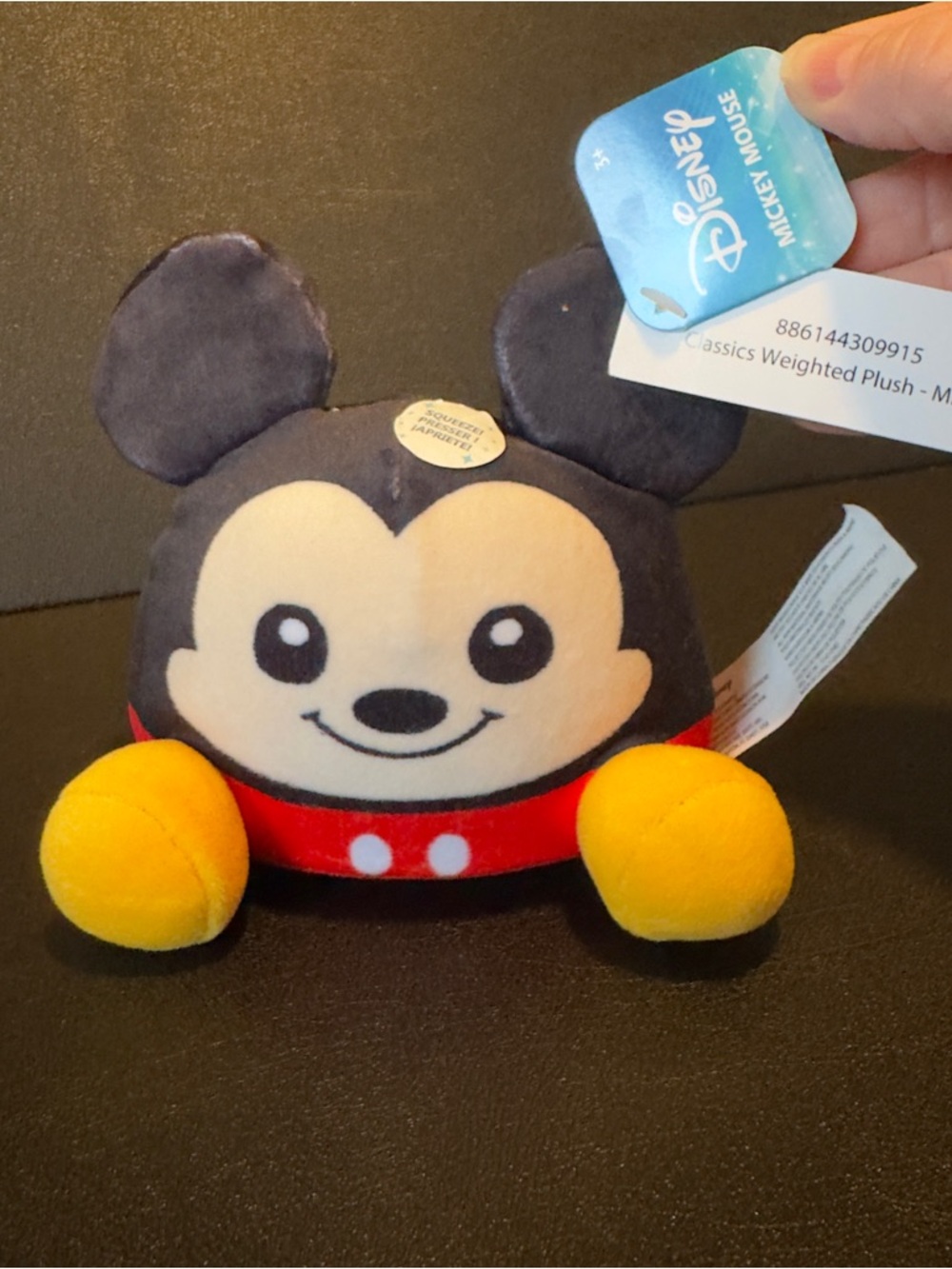 Disney Mickey Mouse Red, Yellow & Black Plush Weighted Toy
